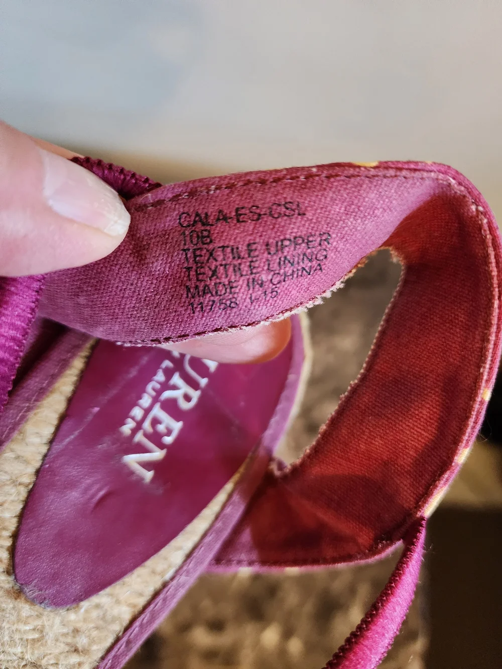 Lauren Ralph Lauren Magenta and Cream Leopard-Print Espadrille Wedges